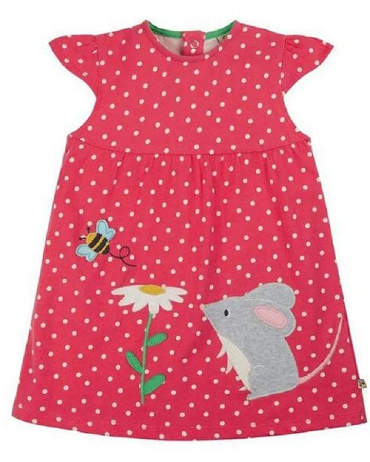 Frugi Sommerkleid Maus melone Punkte Little Lola Dress Spot/Mouse