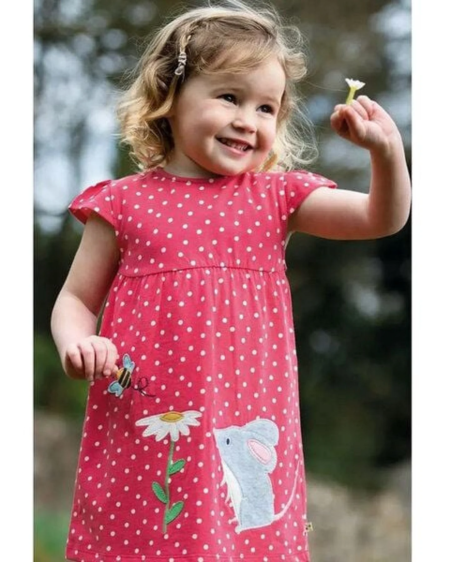 Frugi Sommerkleid Maus melone Punkte Little Lola Dress Spot/Mouse – Ansicht 2