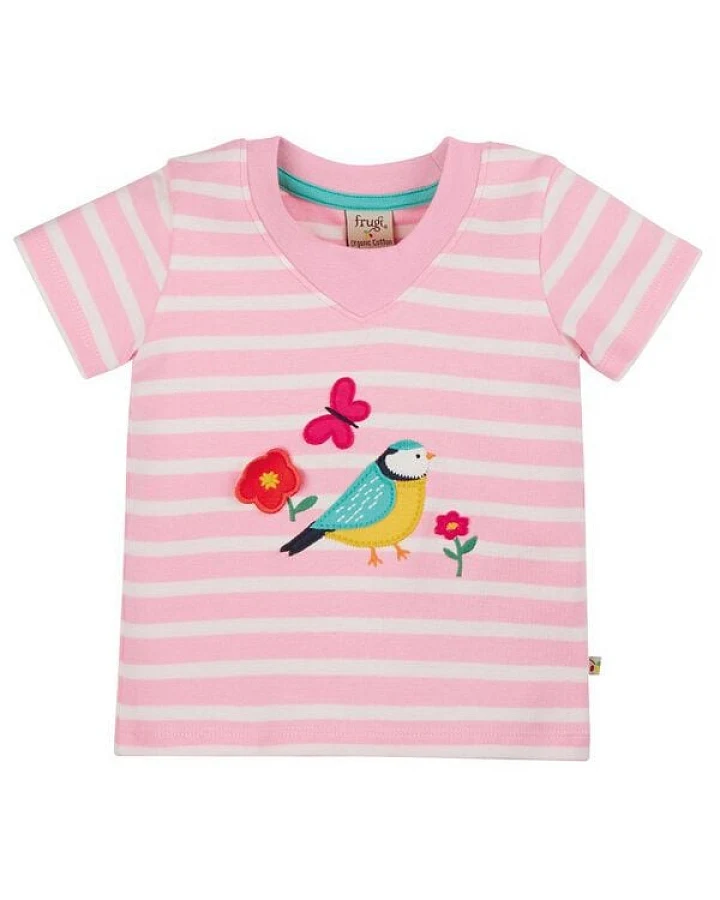 Frugi T-Shirt Blaumeise rosa-weiss Easy On Tee