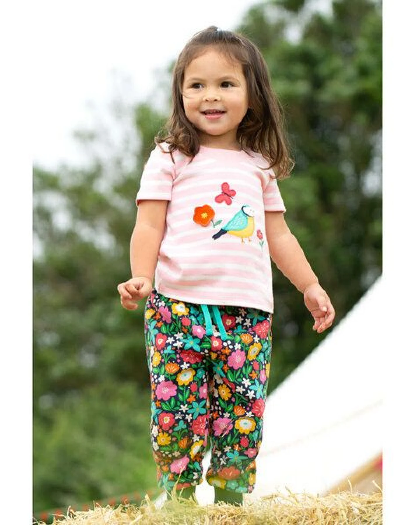 Frugi T-Shirt Blaumeise rosa-weiss Easy On Tee – Ansicht 2