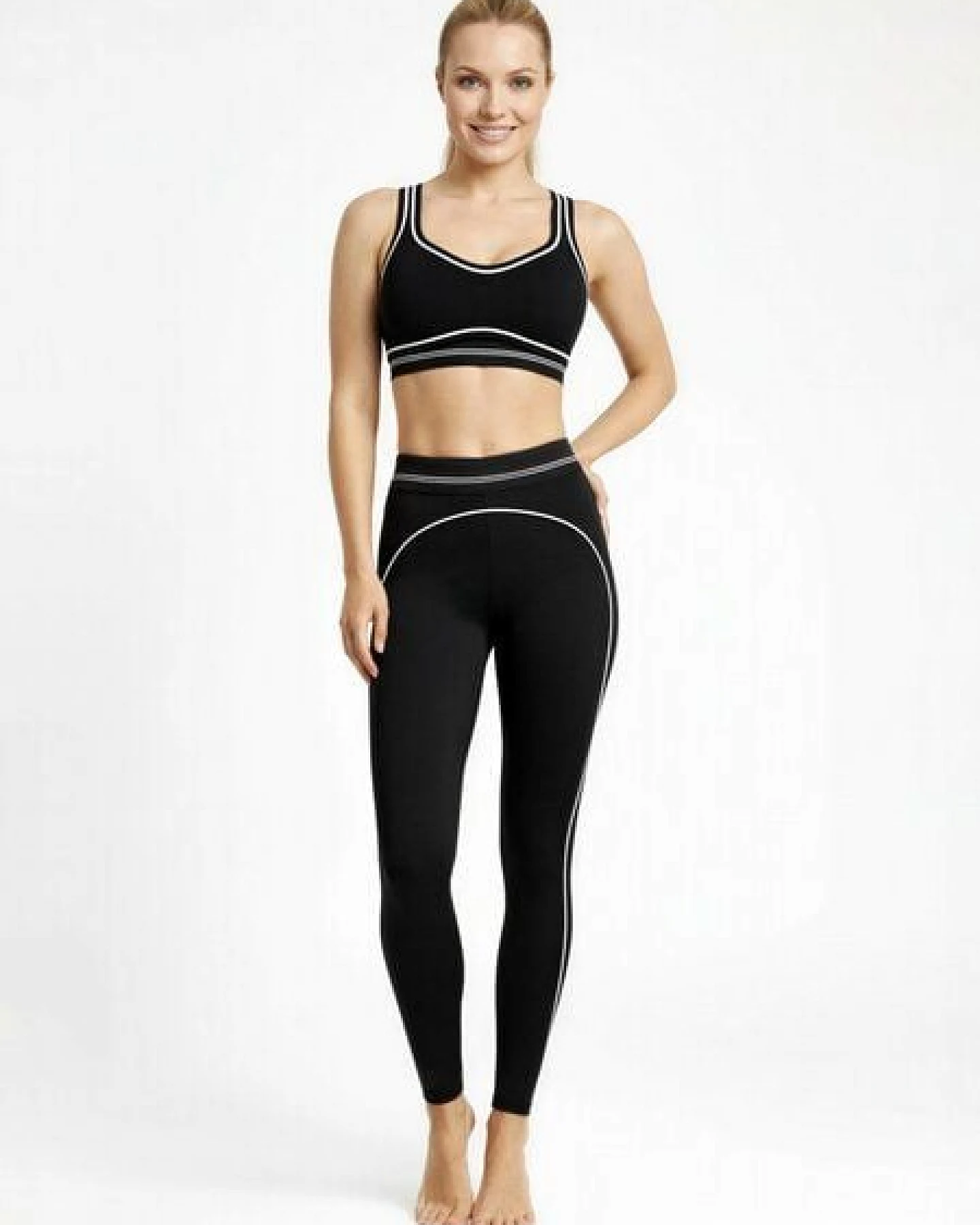 Yoga Leggings Damen – Contrast Heartline Schwarz – Nachhaltige Sportleggings – Yoga Hero – Ansicht 4