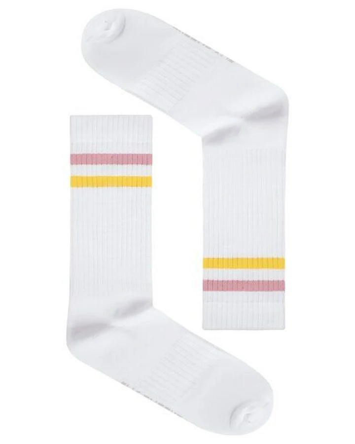 GREENBOMB Tennis-Socken Yell Pin Stripes White