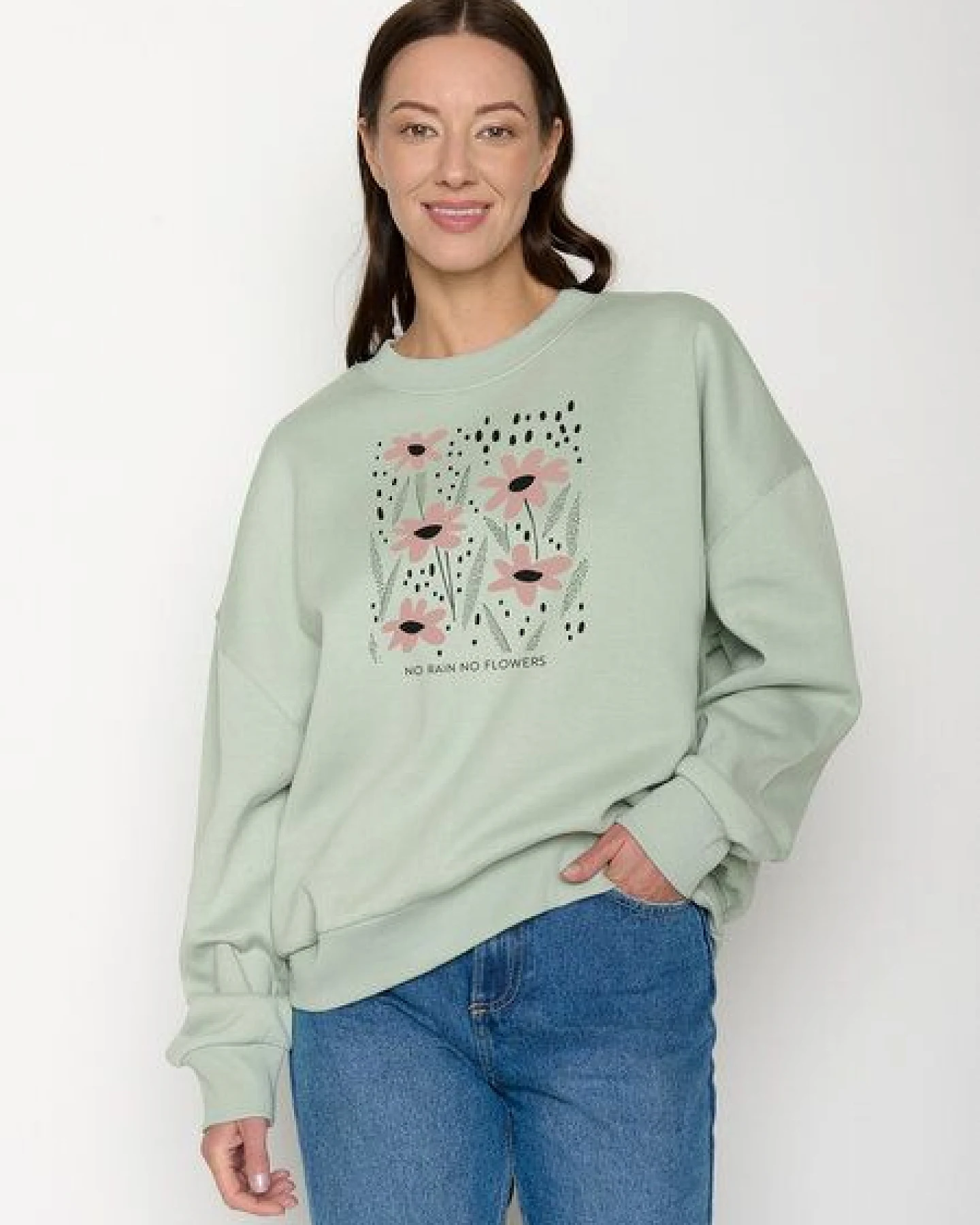 GREENBOMB Sweatshirt No Rain Core Muted Mint – Ansicht 2