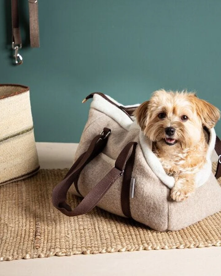nahtur-design Hundetasche Beige – 100 % Schurwolle Loden