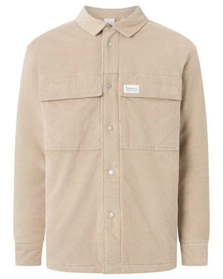 KnowledgeCotton Apparel Wattiertes Corduroy Overshirt aus Biobaumwolle, Light Feather Grey