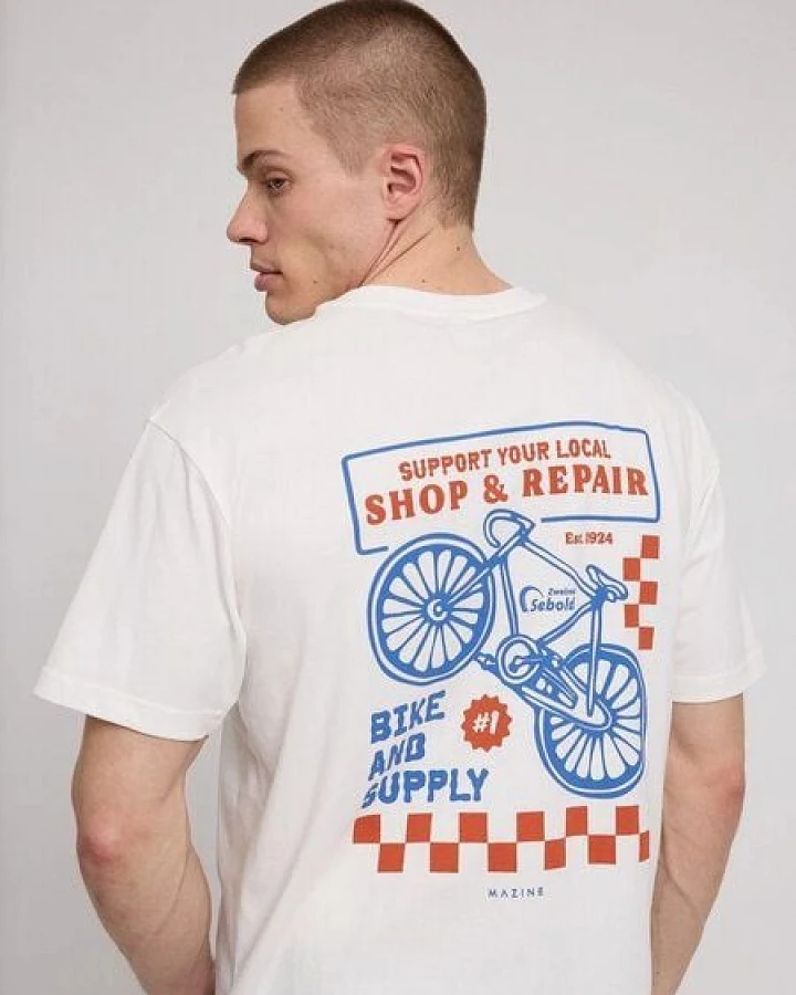 Mazine T-Shirt aus Bio-Baumwolle - Bike Shop Backprint