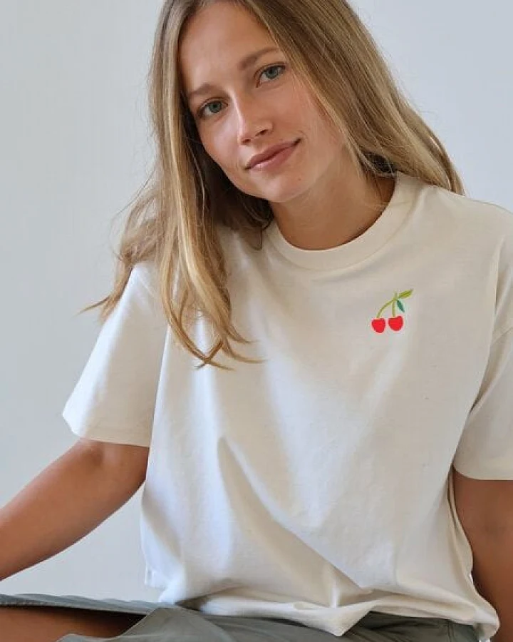Kultgut Luftig leichters Boxi Shirt - 100% Biobaumwolle /Cherry