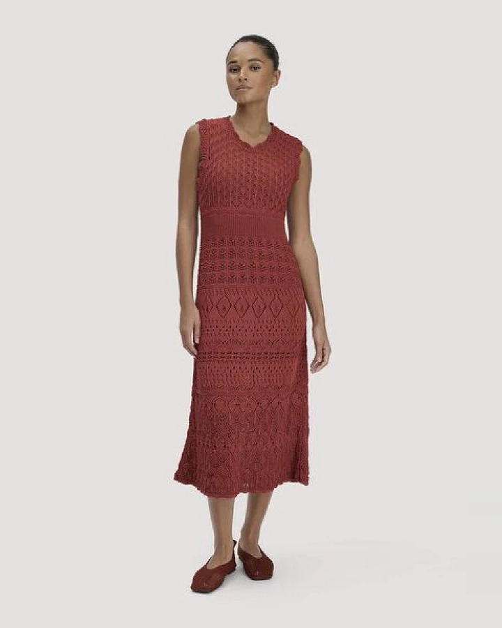 hessnatur Strick Kleid Midi aus reiner Bio-Baumwolle
