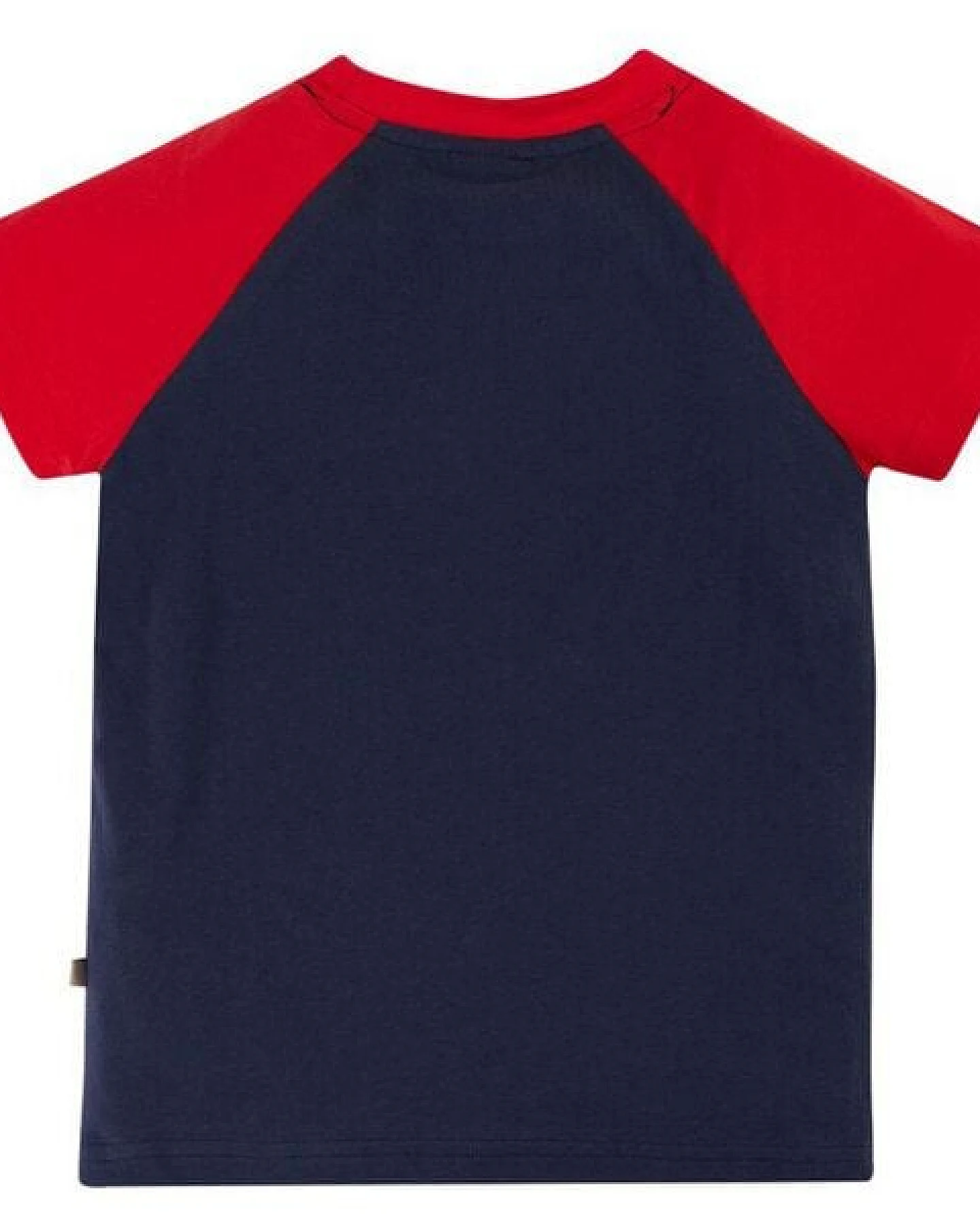 Frugi T-Shirt Traktor in blau-rot Rafe Raglan T-Shirt – Ansicht 2