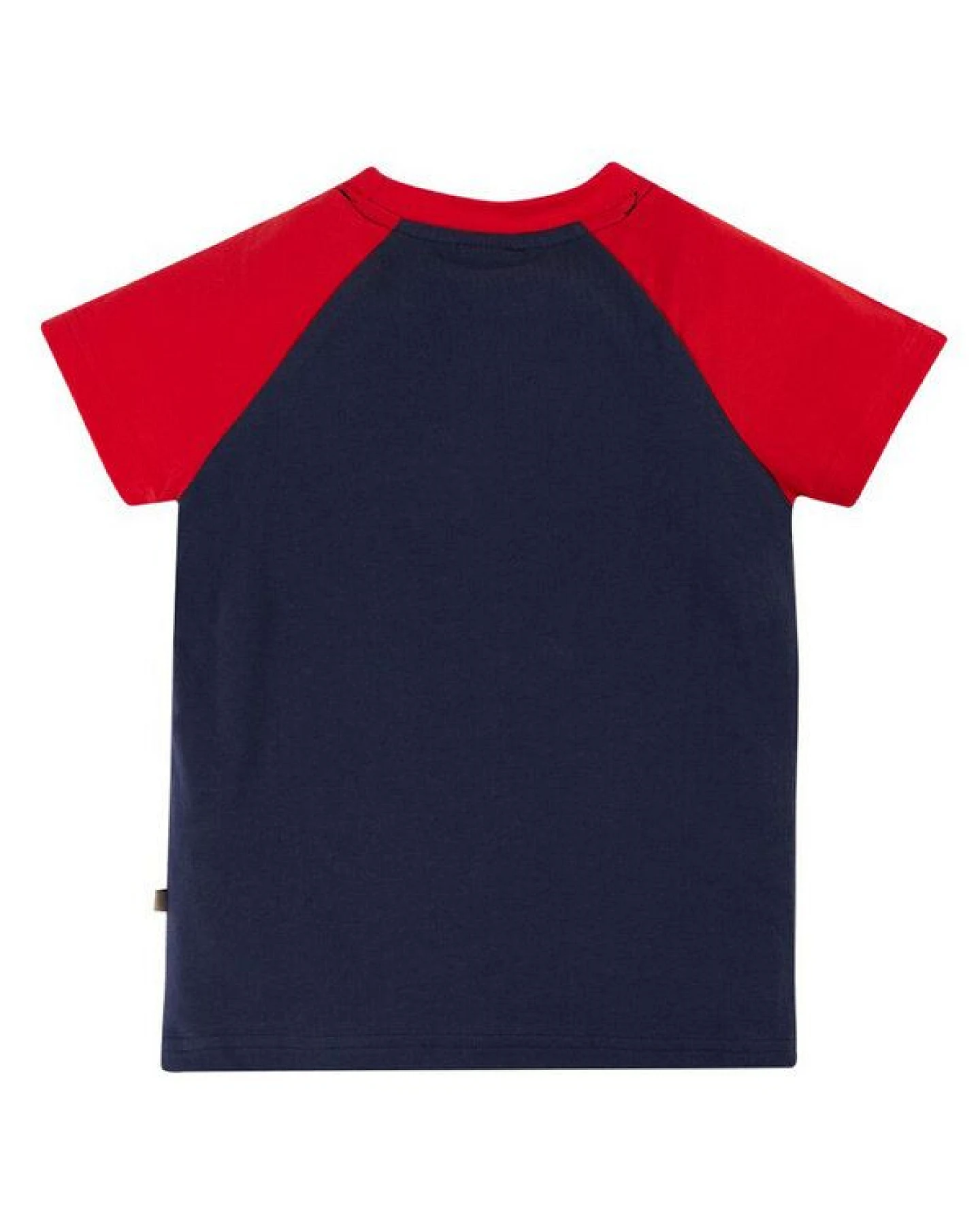 Frugi T-Shirt Traktor in blau-rot Rafe Raglan T-Shirt – Ansicht 2