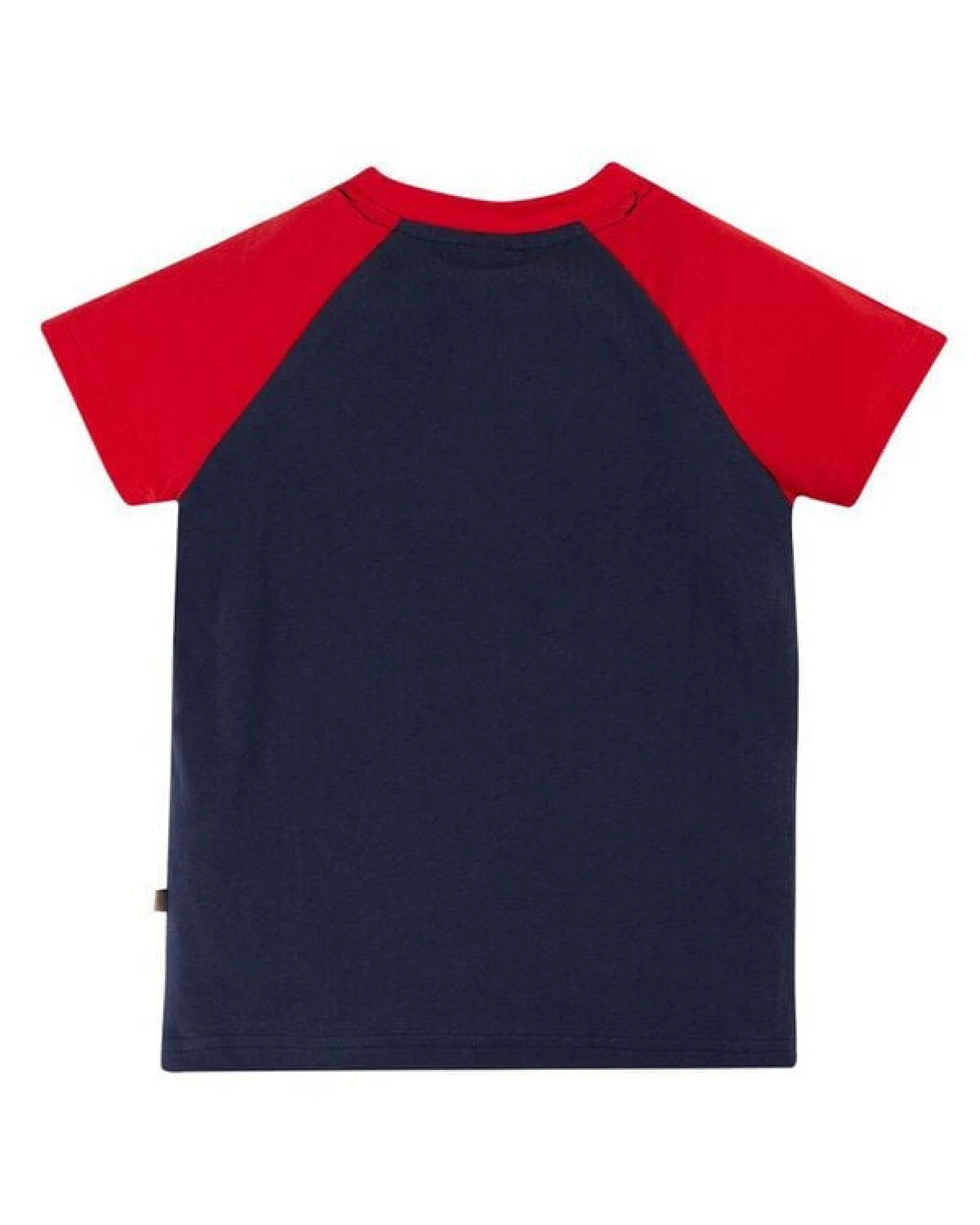 Frugi T-Shirt Traktor in blau-rot Rafe Raglan T-Shirt – Ansicht 2