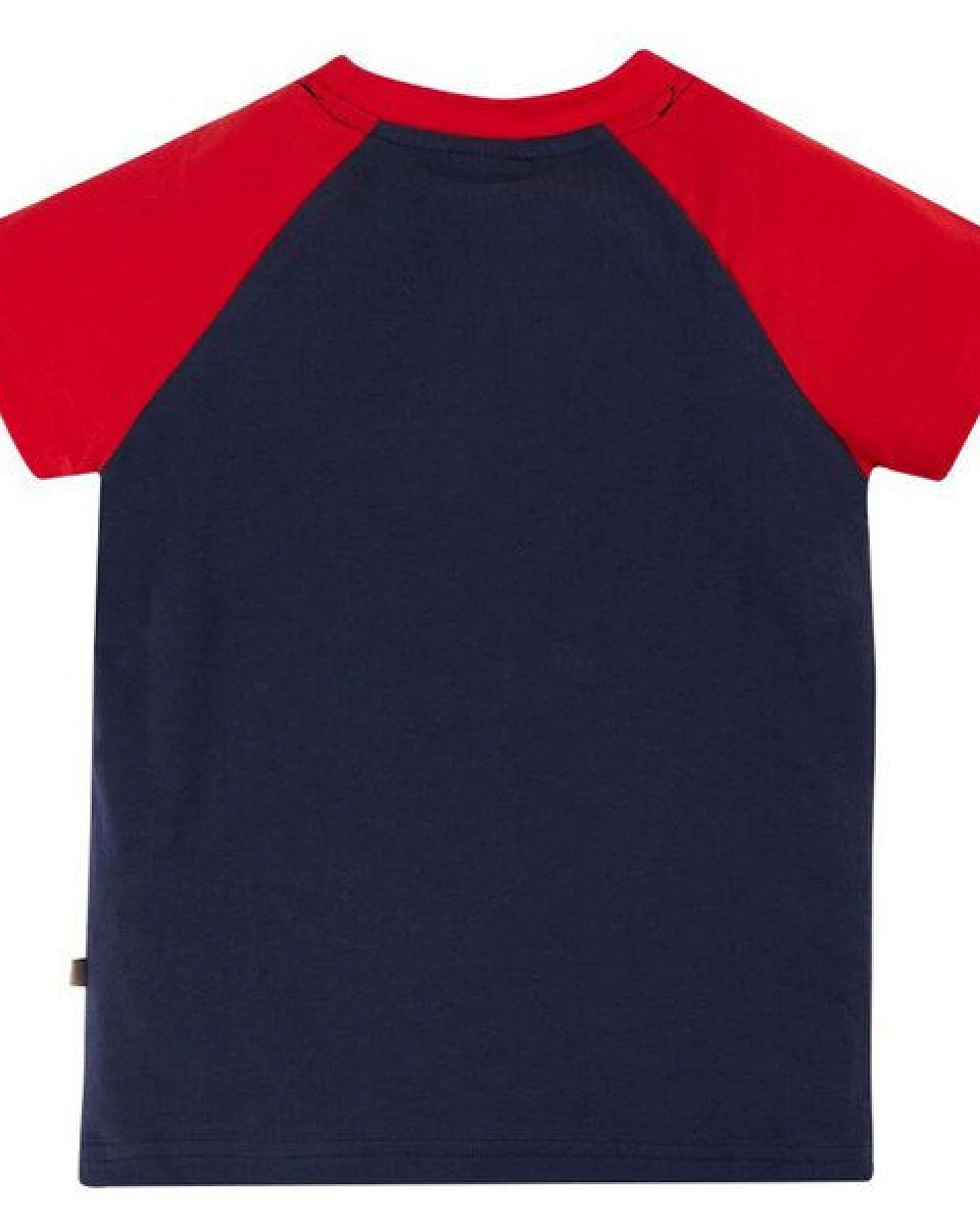 Frugi T-Shirt Traktor in blau-rot Rafe Raglan T-Shirt – Ansicht 2