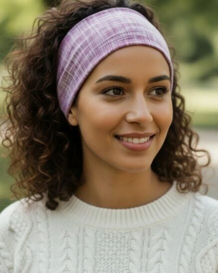 körber mode Stirnband Haarband Jersey Biobaumwolle handmade wendbar Beere & pink-grau gemustert