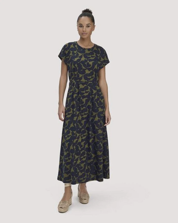 hessnatur Print Jersey Kleid Knöchellang Relaxed aus reiner Bio-Baumwolle