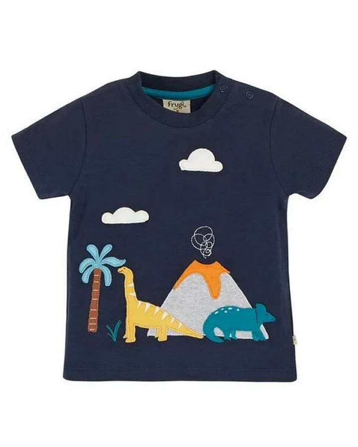 Frugi T-Shirt James Dinos in blau James Applique Top