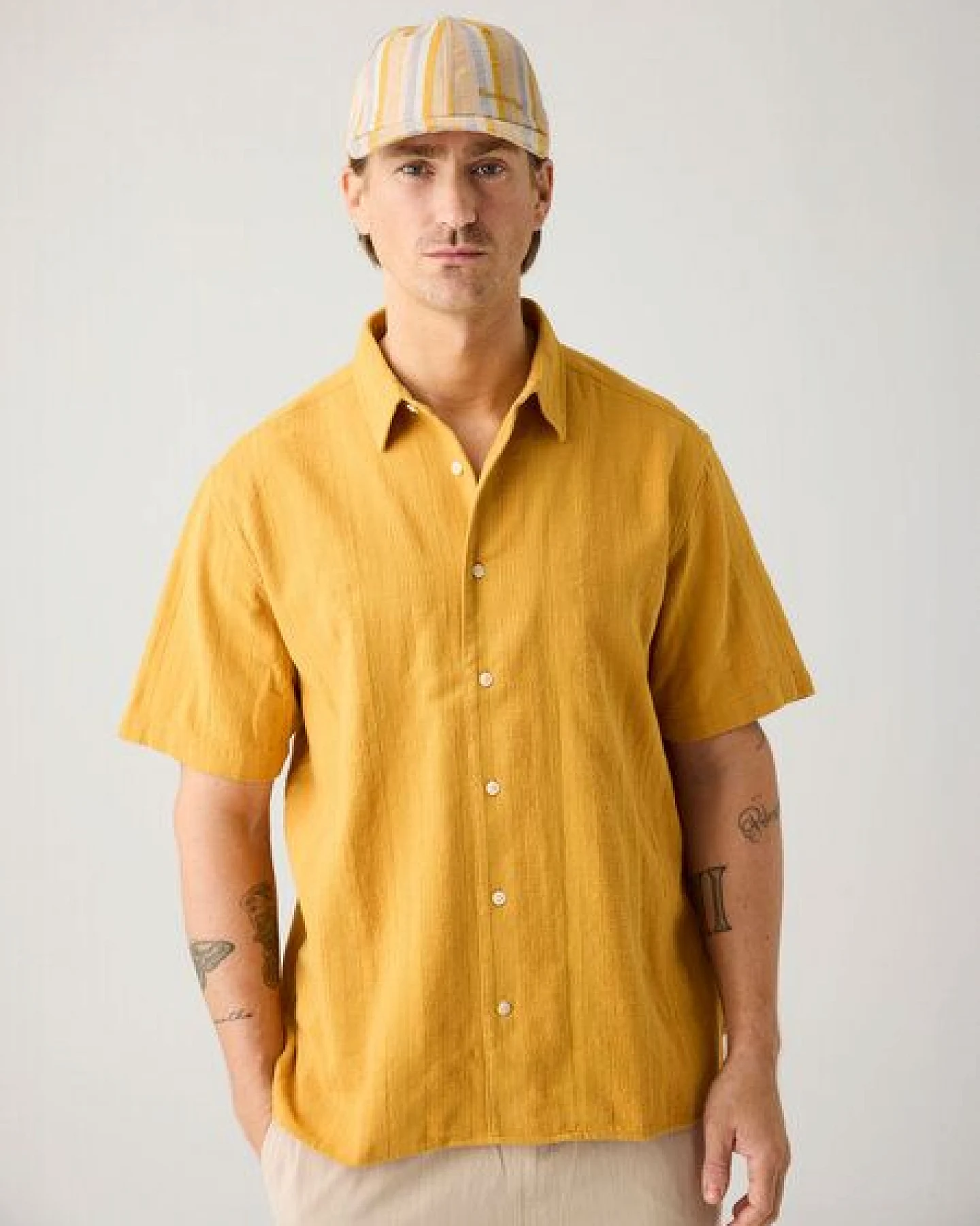 KnowledgeCotton Apparel Kurzarm-Hemd Relaxed Structure – Ansicht 3