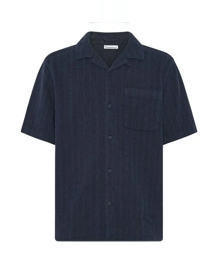 KnowledgeCotton Apparel Kurzarm-Hemd Structure