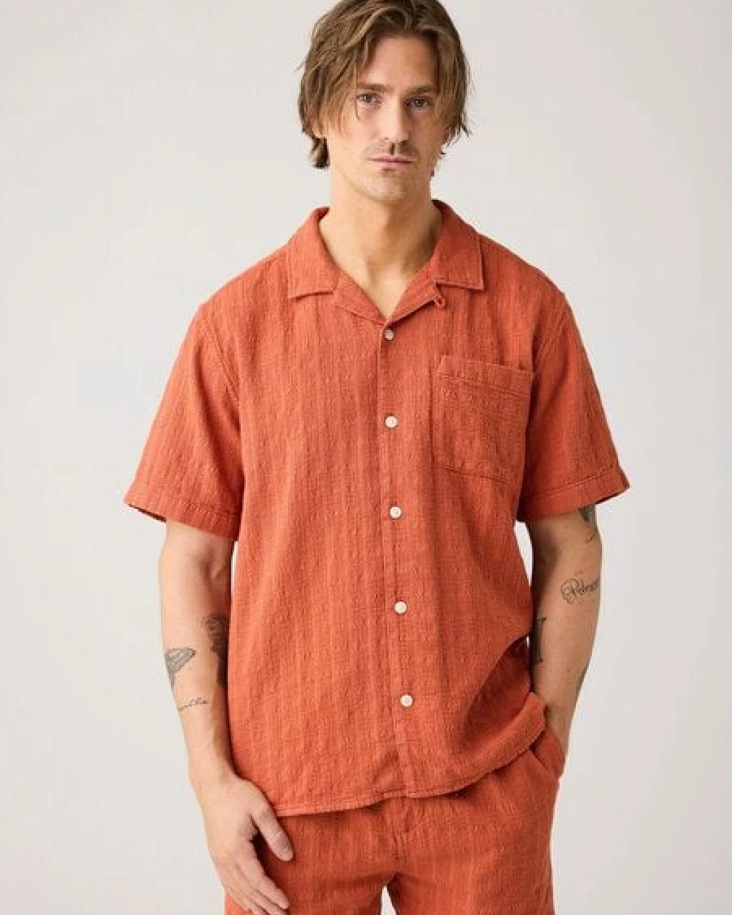KnowledgeCotton Apparel Kurzarm-Hemd Structure – Ansicht 3