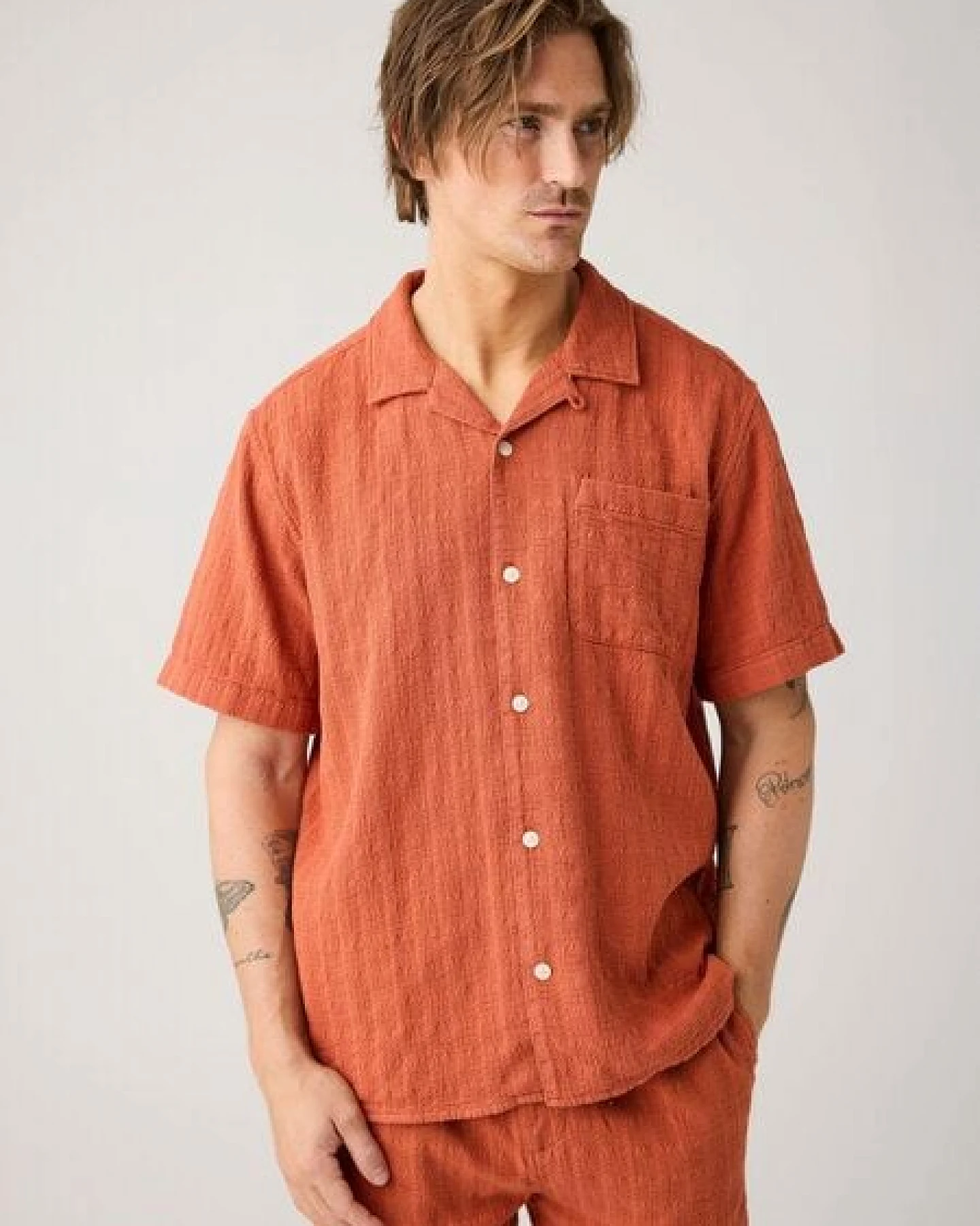 KnowledgeCotton Apparel Kurzarm-Hemd Structure – Ansicht 4