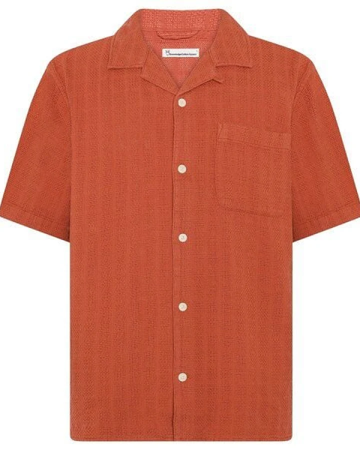 KnowledgeCotton Apparel Kurzarm-Hemd Structure