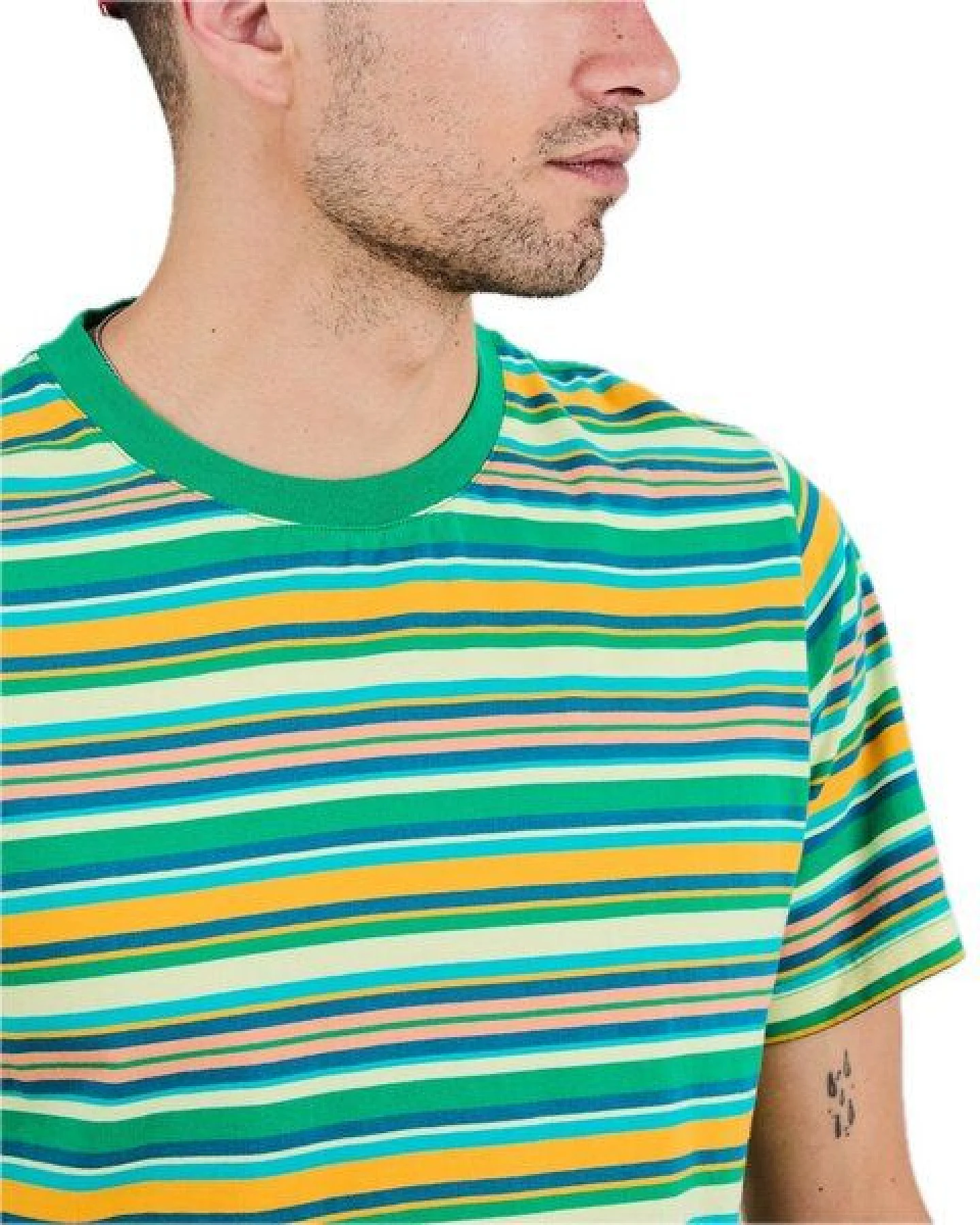 Brava Fabrics grün gestreiftes T-Shirt – Ansicht 2