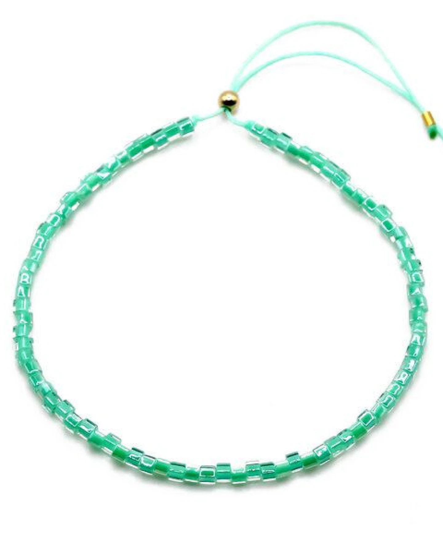 juni Sommer Armband Türkis aus Würfel-Perlen - mit verstellbarer Schiebeperle aus recyceltem Gold oder Silber – Ansicht 2