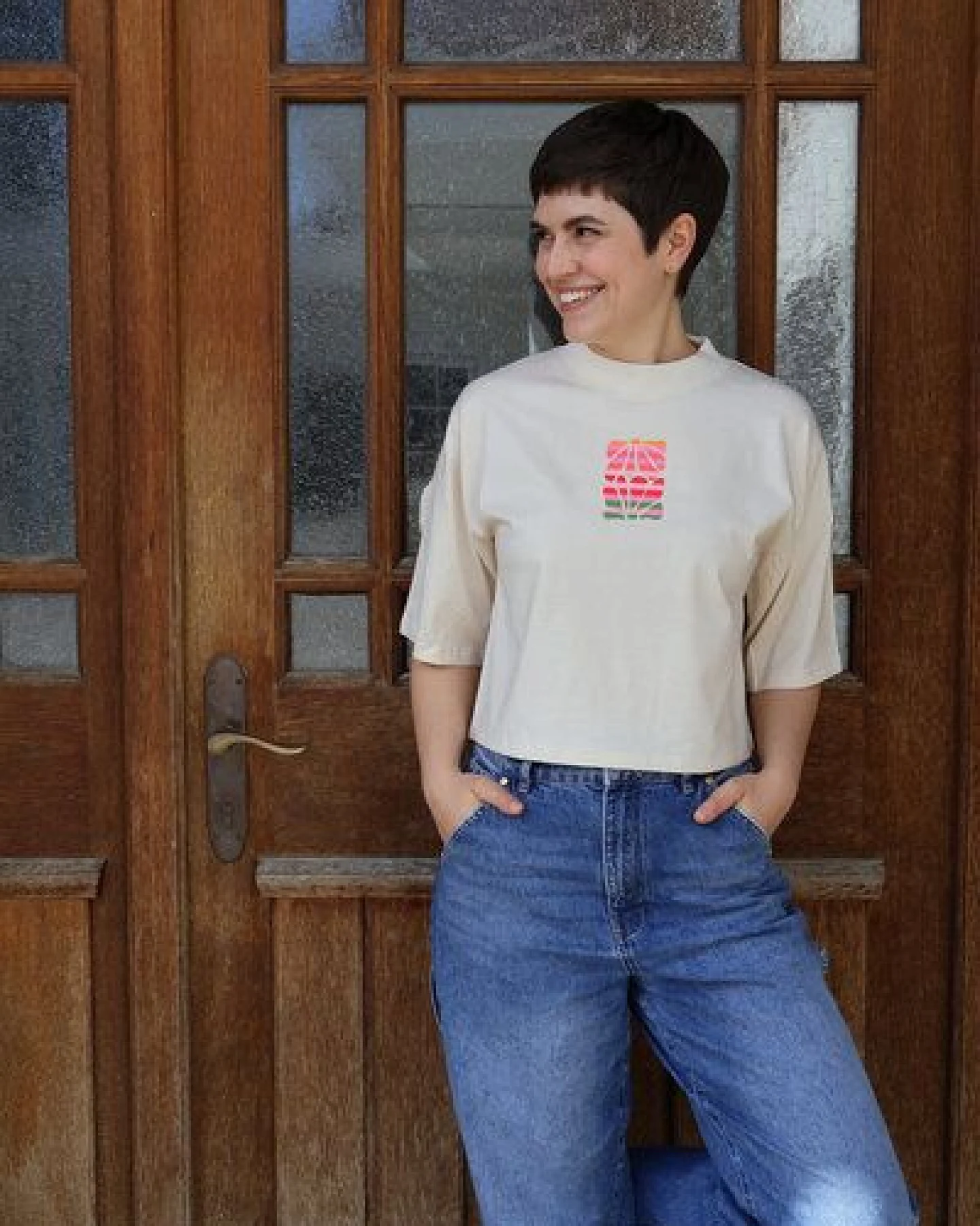 Kultgut Artdesign- Biofair- Flausch-Shirt im Boxistyle / Flower Stripes – Ansicht 4