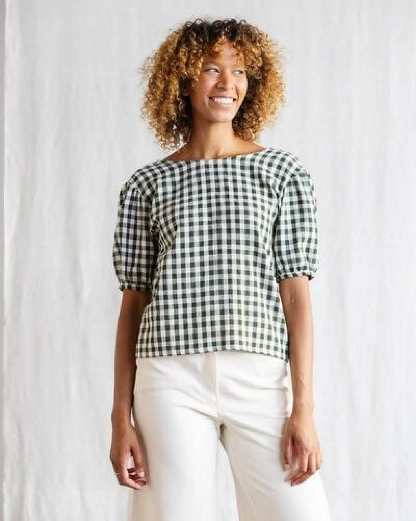 Jyoti - Fair Works Baumwoll Bluse Kalira Checks – Ansicht 3