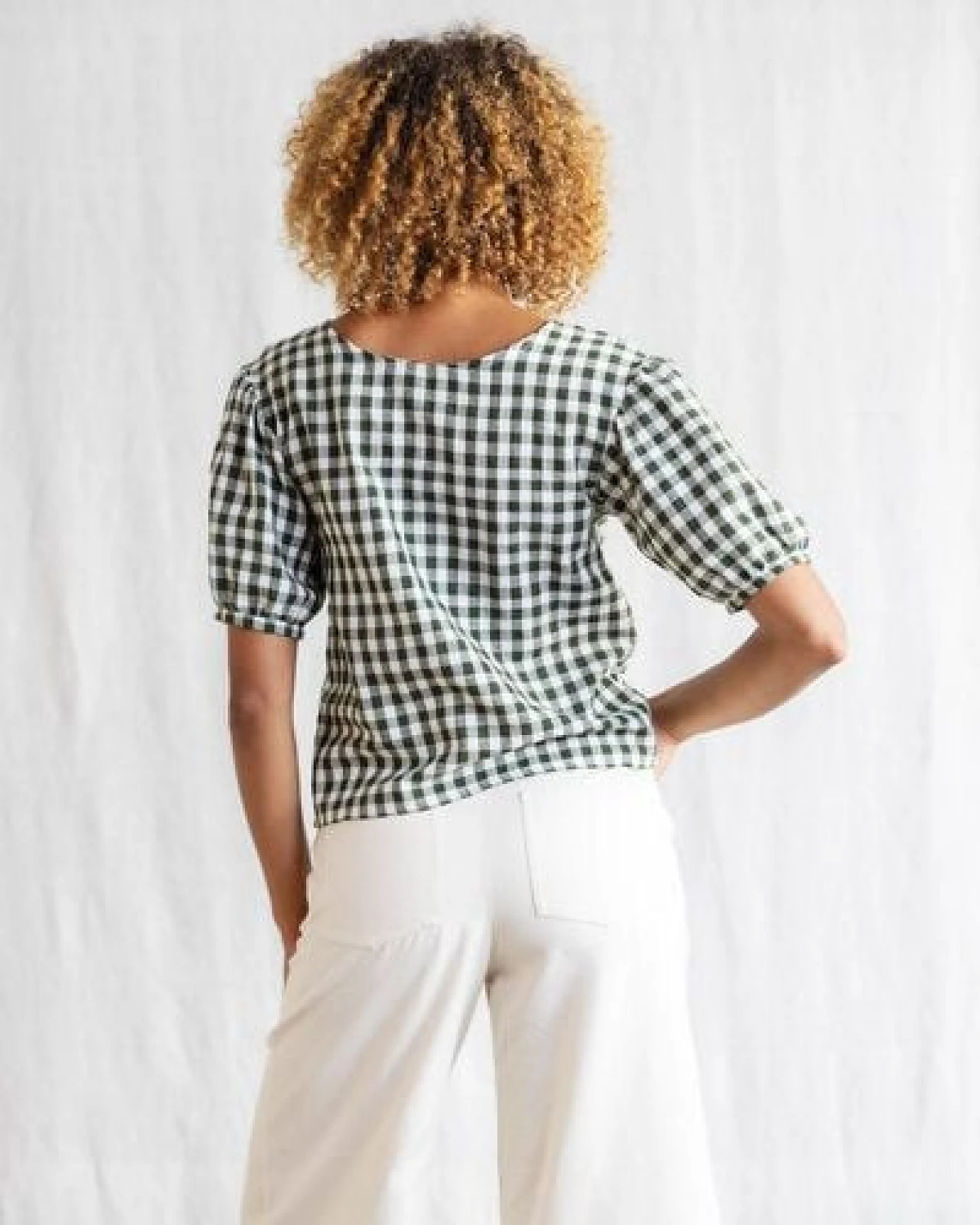 Jyoti - Fair Works Baumwoll Bluse Kalira Checks – Ansicht 2