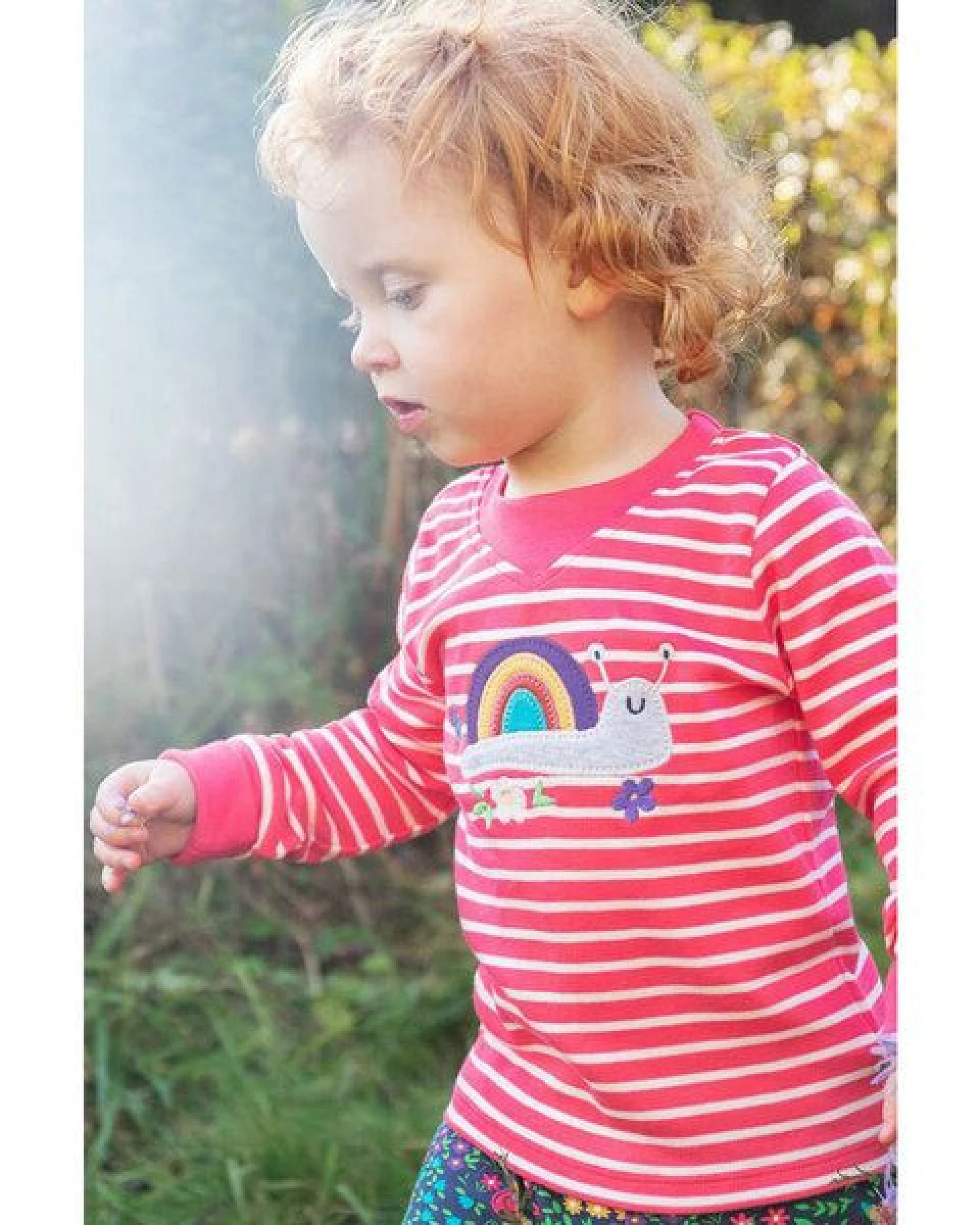 Frugi Langarm-Shirt Schnecke in melone-weiss gestreift Easy on Top Snail – Ansicht 2
