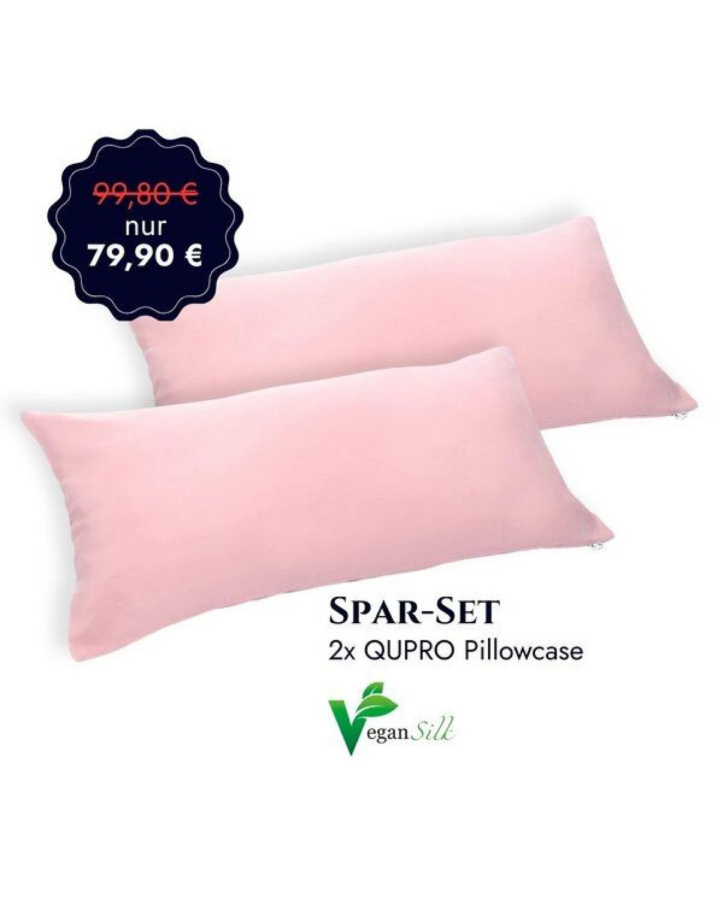 QUPRO Luxus Beauty Kissenbezüge 40x80 2er-Set Light Rosé – Ansicht 2