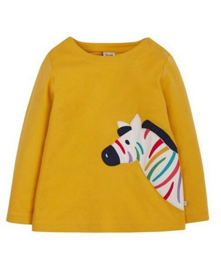 Frugi Langarm-Shirt Zebra gelb Anna Applique Top