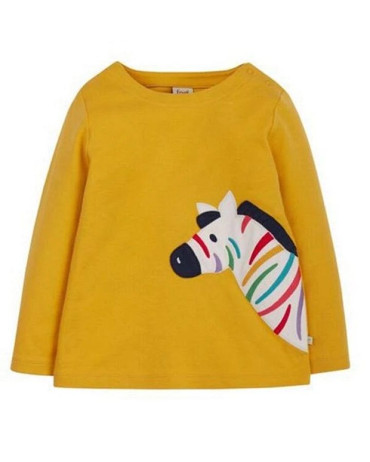 Frugi Langarm-Shirt Zebra gelb Anna Applique Top