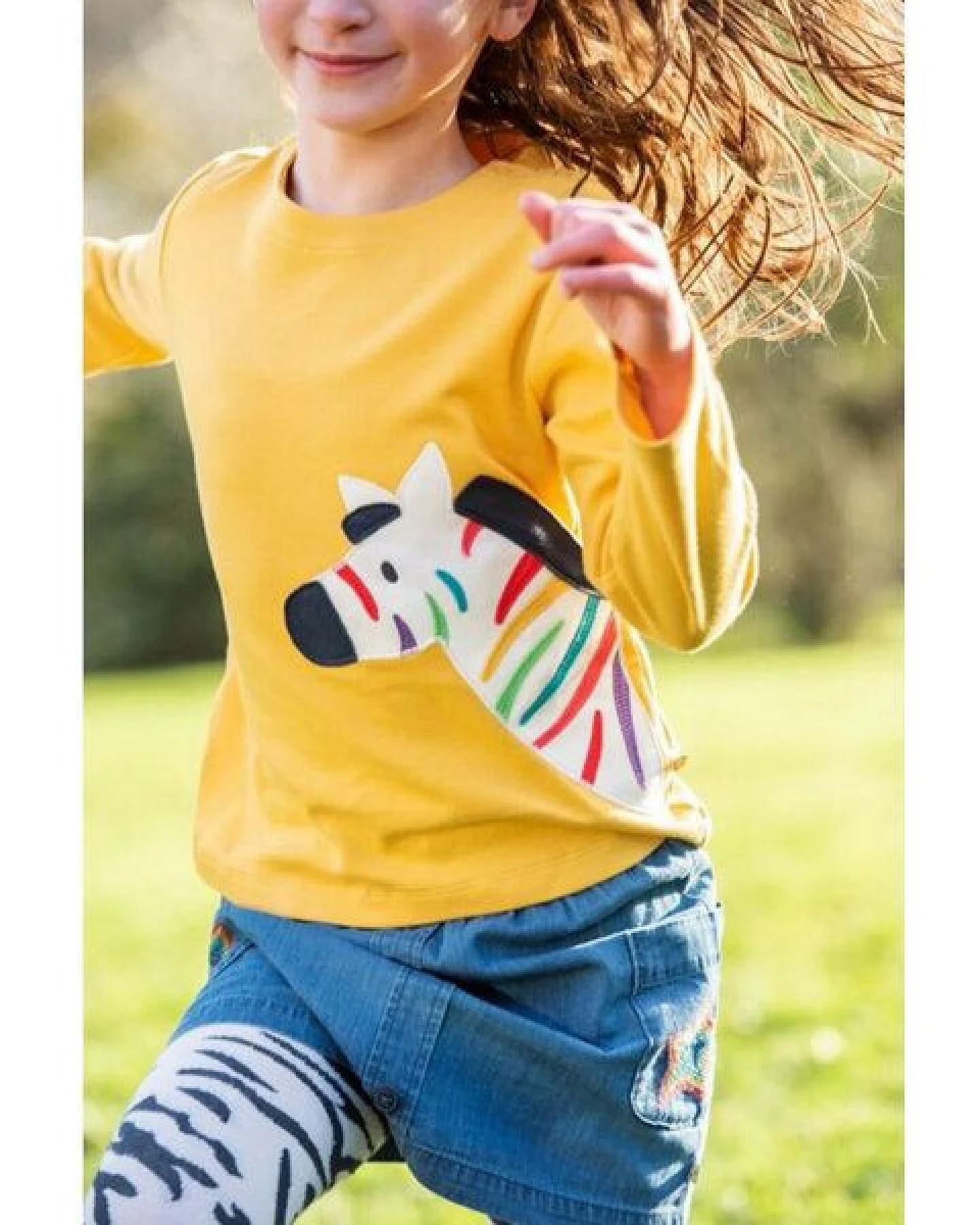 Frugi Langarm-Shirt Zebra gelb Anna Applique Top – Ansicht 2