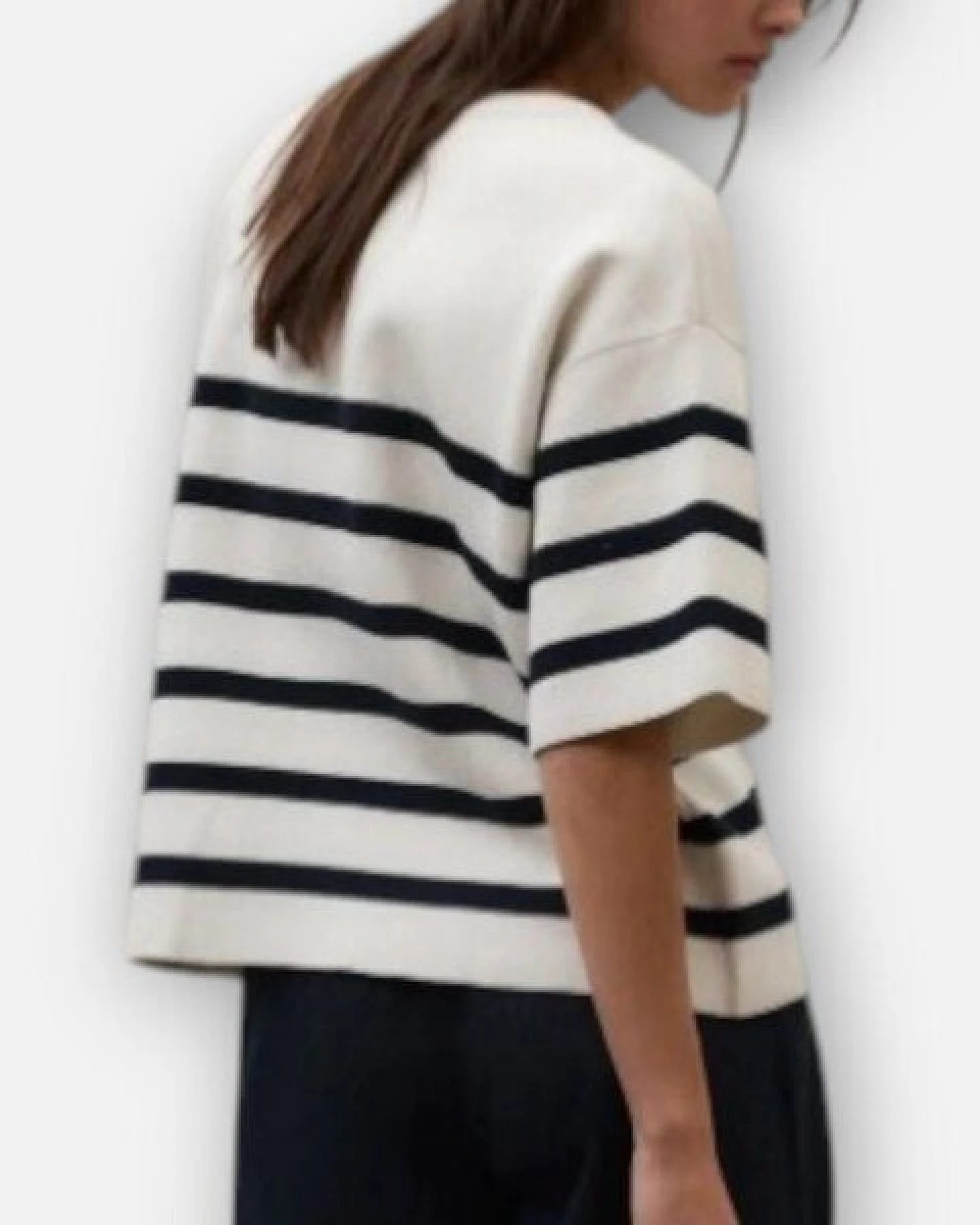 ECOALF Kurzarm Pullover weiß mit blauen Streifen – Ansicht 3