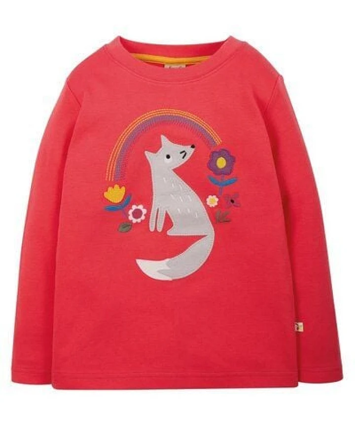 Frugi Langarm-Shirt Wolf und Regenbogen Adventure Applique Top