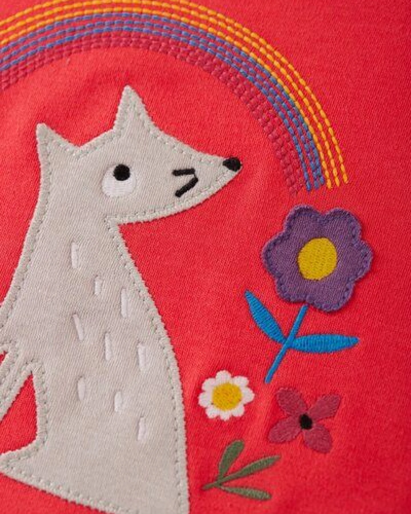 Frugi Langarm-Shirt Wolf und Regenbogen Adventure Applique Top – Ansicht 3