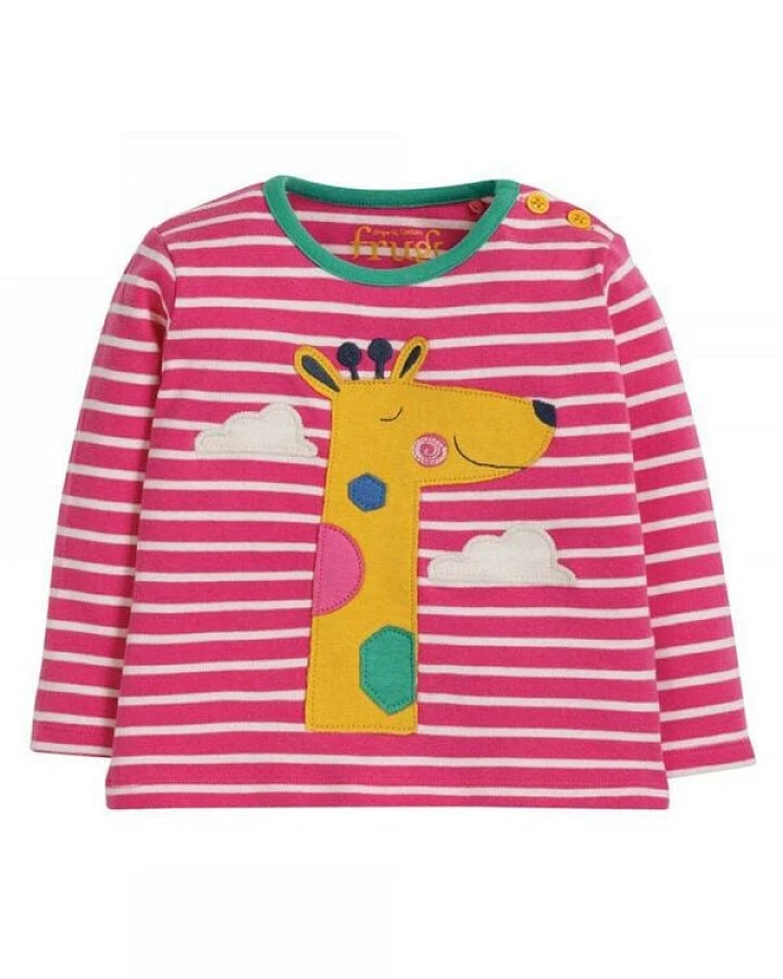 Frugi Langarm-Shirt Giraffe Button Applique Top