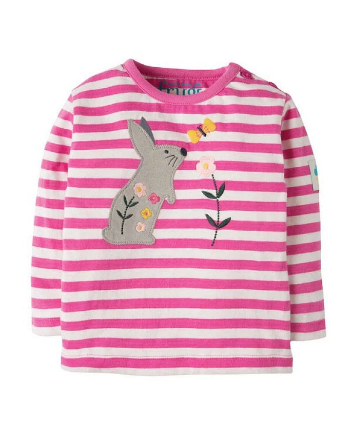 Frugi Langarm-Shirt Hase Button Applique Top