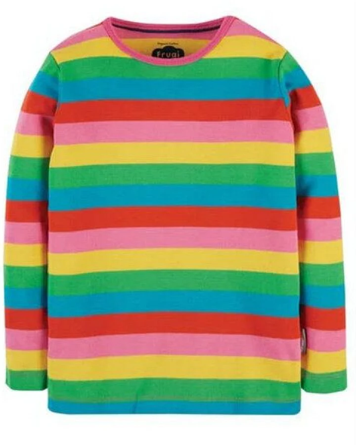 Frugi Langarm-Shirt Favourite Long Sleeve Tee, Foxglove Rainbow Stripe