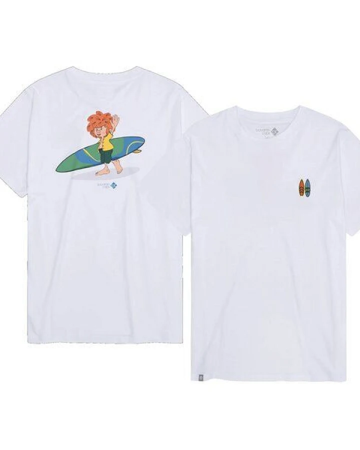Bavarian Caps Herren T-Shirt Pumuckl Surft - Weiß