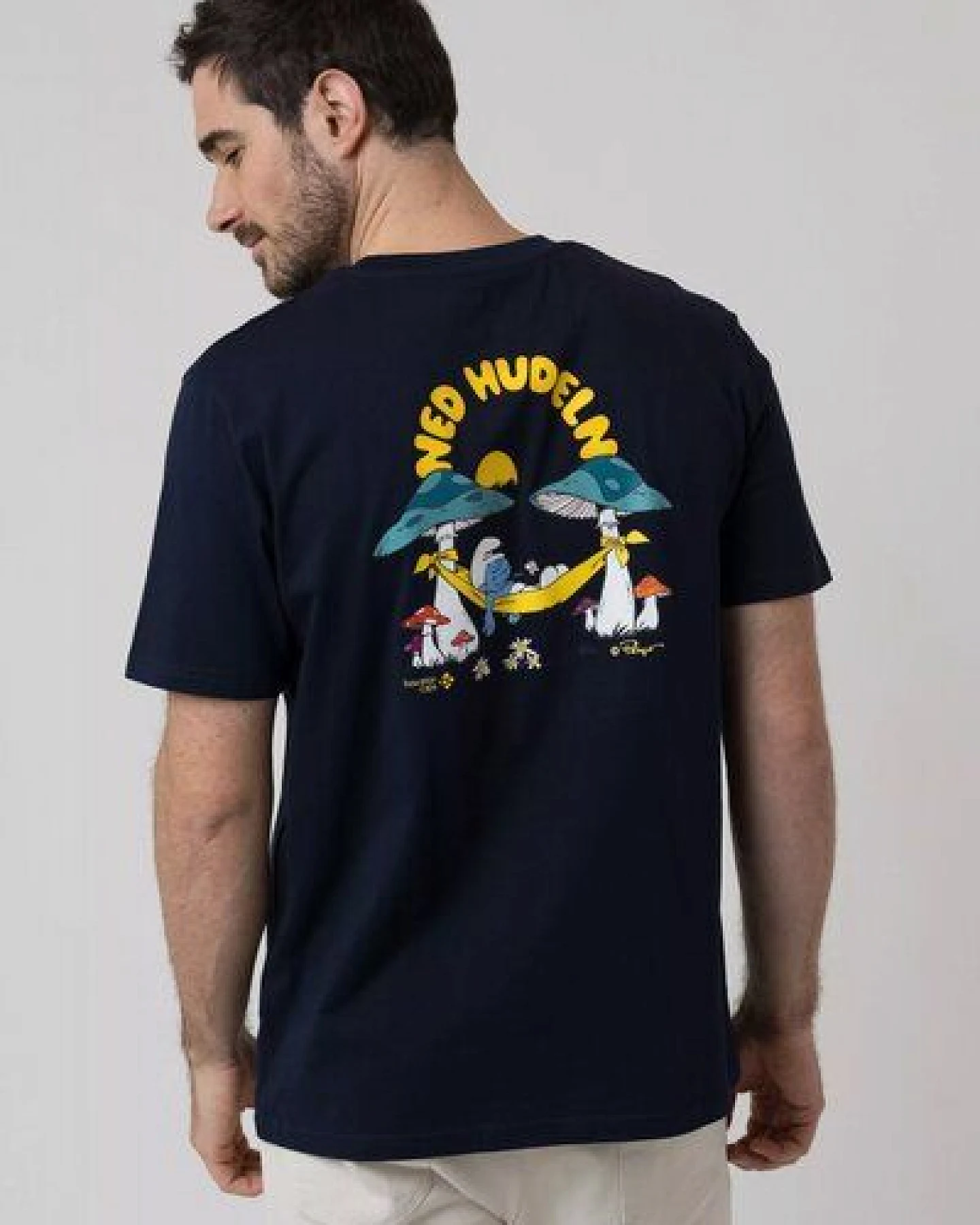 Bavarian Caps Herren T-Shirt Schlümpfe: Ned Hudeln - Dunkelblau – Ansicht 2