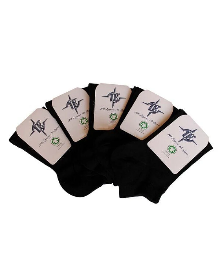 108 Degrees 5er Pack Damen Sneaker Socken schwarz GOTS