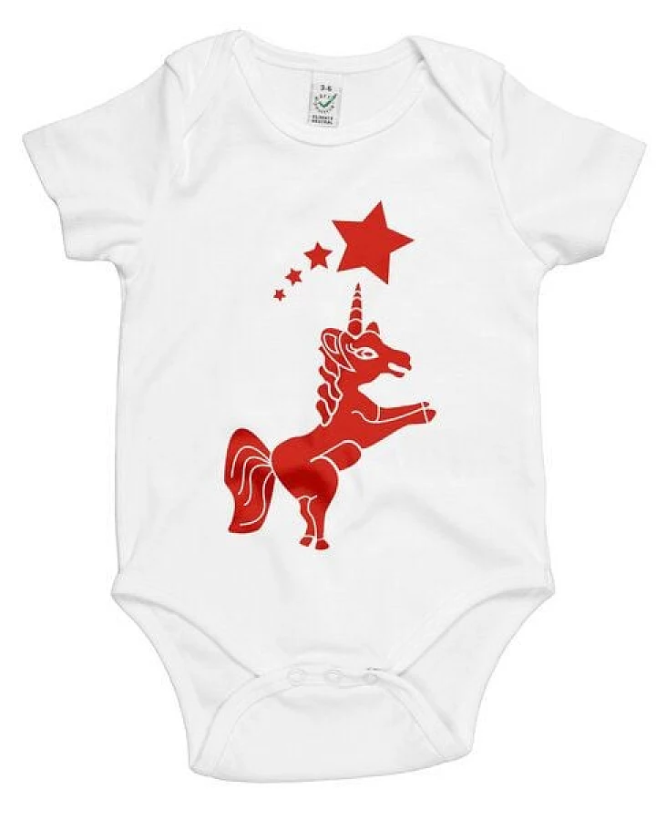 HANDGEDRUCKT "Einhorn" Baby Body