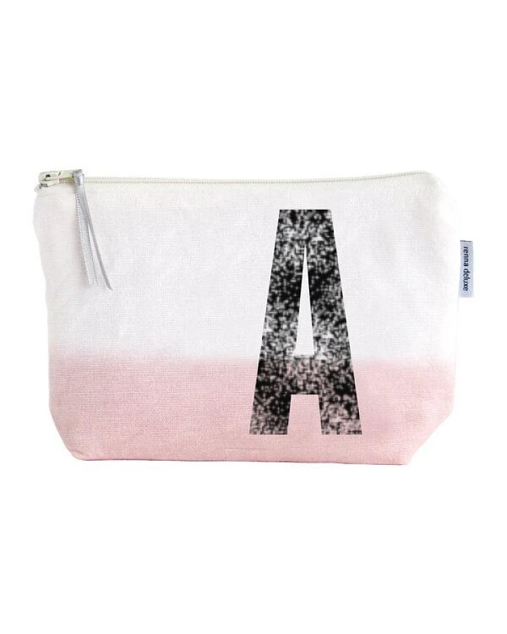 renna deluxe Kulturtasche und Kosmetiktasche mit Monogramm - ROSA