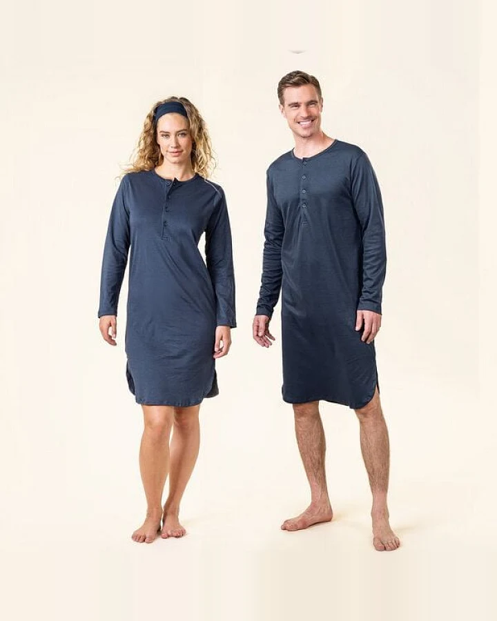 Living Crafts DOMINIQUE - Unisex Nachthemd im angesagten Retro-Look