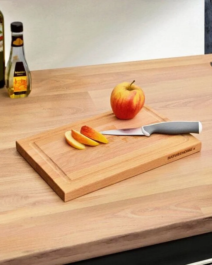 NATUREHOME Schneidebrett Buchenholz einseitig mit Saftrille versch. Größen