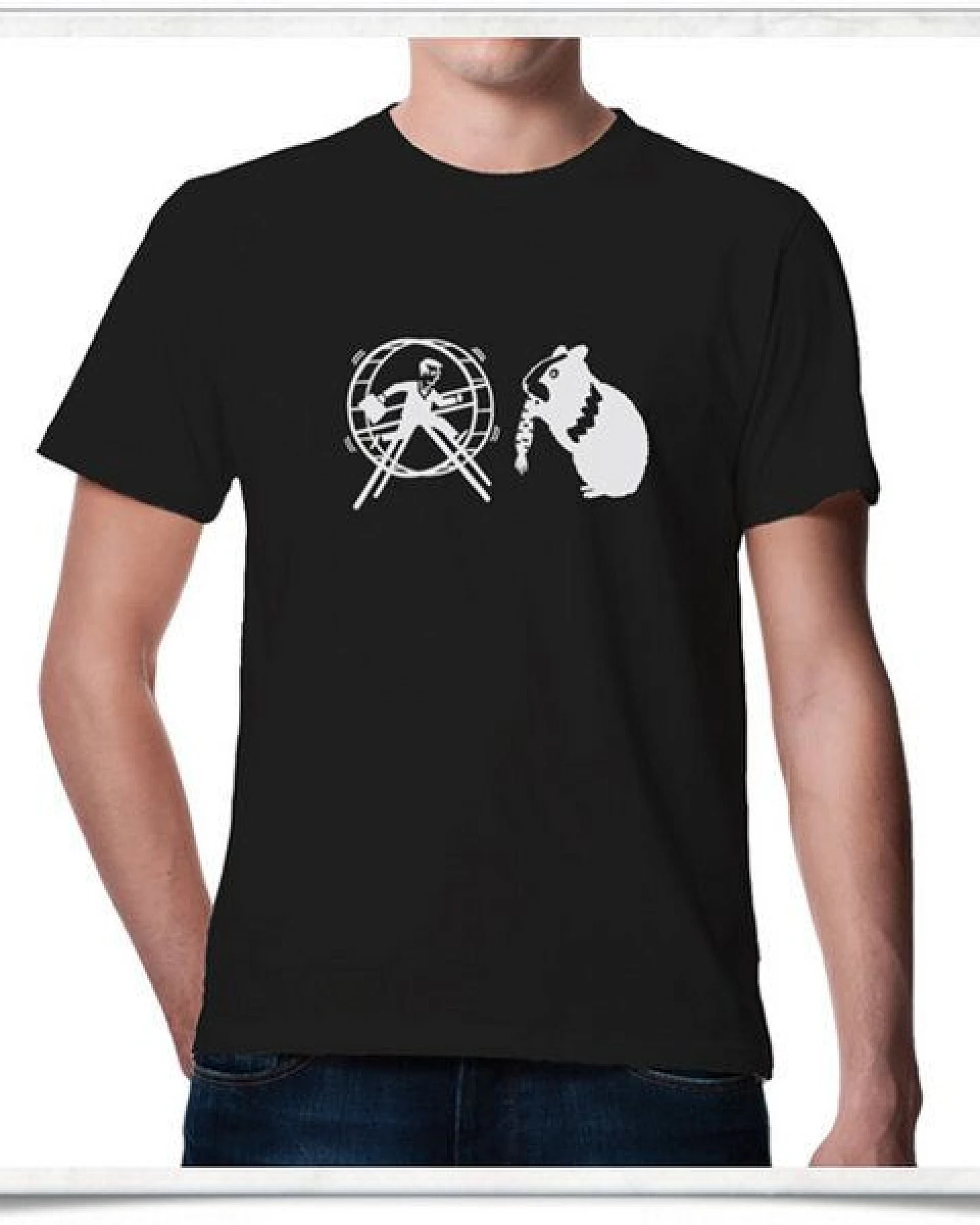 Picopoc Hamster und Hamsterrad T-Shirt in schwarz – Ansicht 3