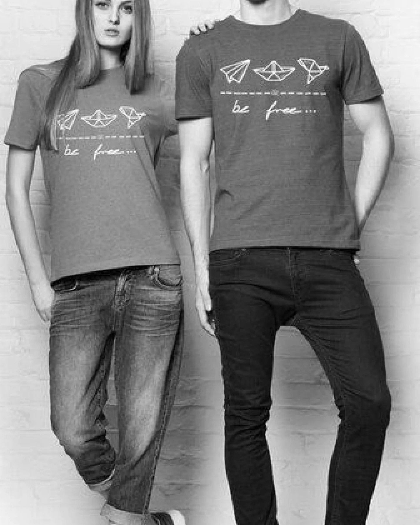 DENK.MAL Clothing be free – Unisex Shirt “melange navy” – Ansicht 3