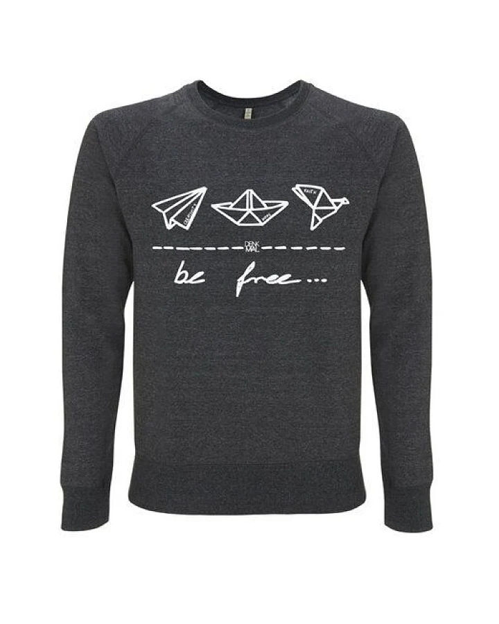 DENK.MAL Clothing be free – Unisex Sweatshirt “melange black”